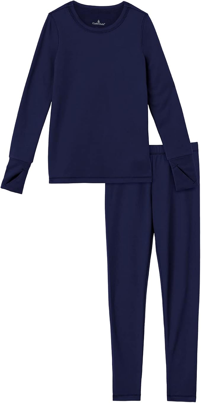 Cuddl Duds Girls Heavyweight Cold Weather Fleece Lined Thermal Set – Long Sleeve Shirt & Leggings – Long Johns for Kids
