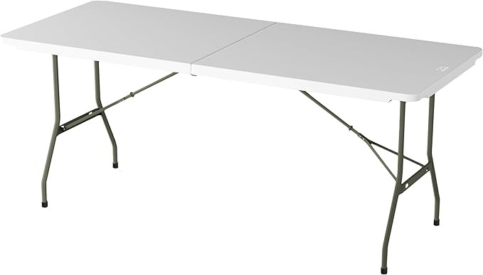 Lavish Home Portable Folding Tables - Lightweight Portable Folding Desk - 6-Foot-Long Plastic Table for Camping, Playing Cards, Parties, and Dining (Single/White)