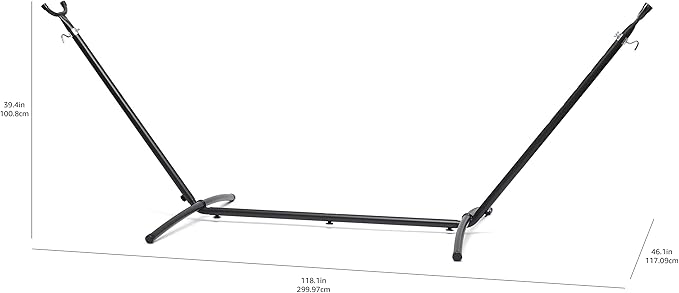 Amazon Basics 2 Person Heavy Duty Portable Sturdy Hammock Stand for Outside, Easy Assembly, Includes Carrying Case, 9 foot, Black
