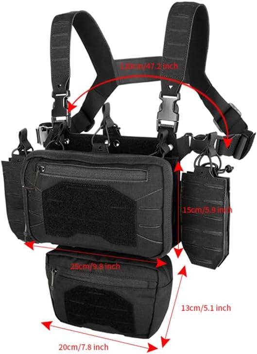 Tactical Chest Mini Rig 1000D Quick Release Multifunctional Tactical Vest Outdoor with Multi-Pockets
