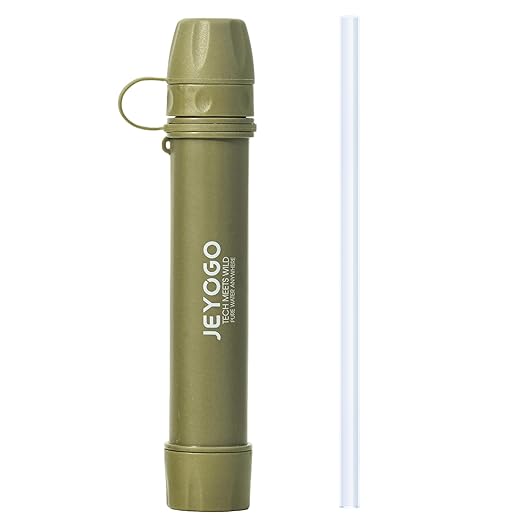 Survival Water Filter Straw - Portable Personal Water Purifier for Hiking, Camping & Bug Out Bag | Tactical Emergency Preparedness Gear, Wilderness Backpacking & Life Saving Equipment(1, Green)