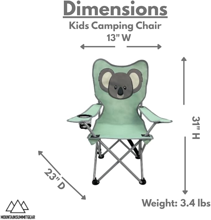 MOUNTAIN SUMMIT GEAR Kids Camping Chair - Foldable Camp Chair with Carrying Case for Outdoor Recreation, Sports, Camping and Fishing (by Caddis Sports) (2, Koala)