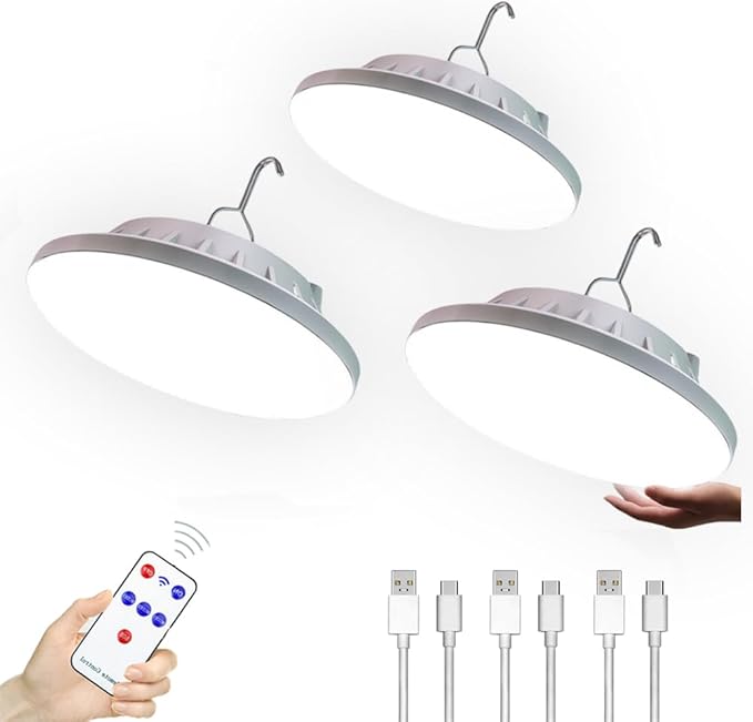 [120 LED 4500mah] Solar Camping Lights Rechargeable Portable Lantern Tent Lamp 5 Mode USB Remote Control Hanging Waterproof for Home Indoor Outdoor Emergency Courtyard 3 Pack