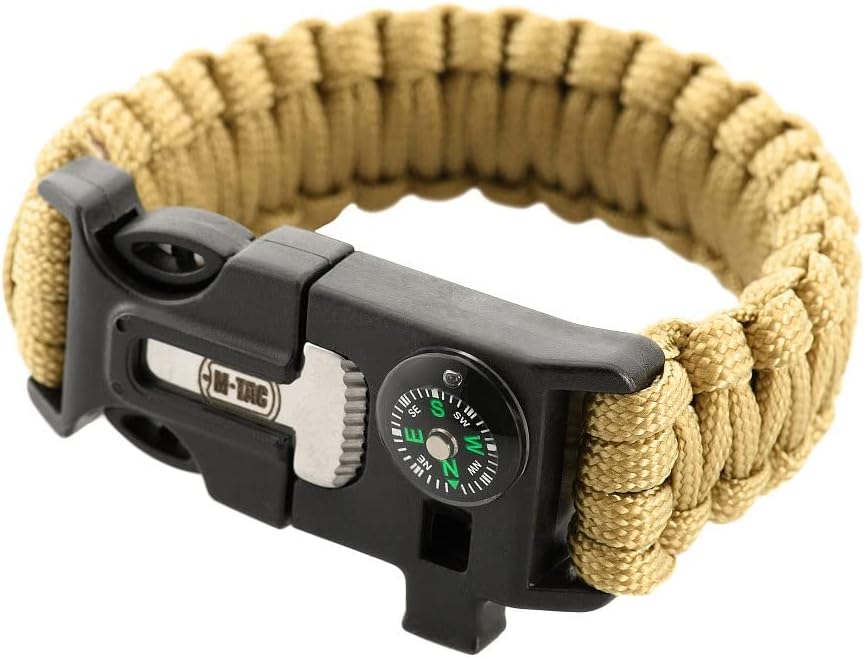 M-Tac Survival Paracord Bracelet - Cord 12 ft (144 Inch) - Tactical Emergency Cord Rope with Compass Whistle
