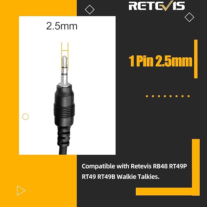 Retevis RB48 Walkie Talkies Long Range, MIL-STD 810H Heavy Duty Two Way Radios with Earpiece, IP67 Waterproof, 2000 mAh, Dual PTT, Vibration Call, 2 Way Radio for Jobsite (4 Pack)