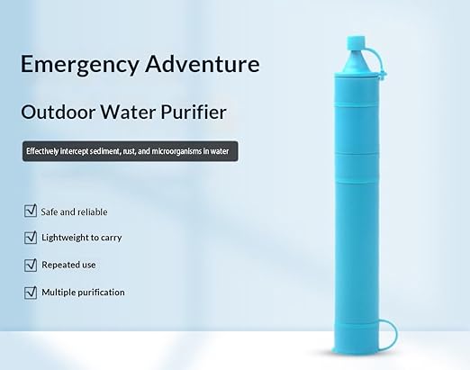 Portable Personal Water Filter Straw, Hollow Fiber Ultrafiltration, Lightweight, 4000L Lifespan, for Camping, Hiking, Emergency