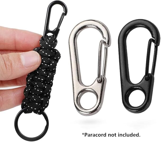 30PCS Mini SF Carabiner Clips Tiny Alloy Spring Snap Hook Keychain Clasps EDC Small Hanging Buckle for Backpack Camping Bottle Using Accessories Paracord Tactical Survival Gear (3 Colors)