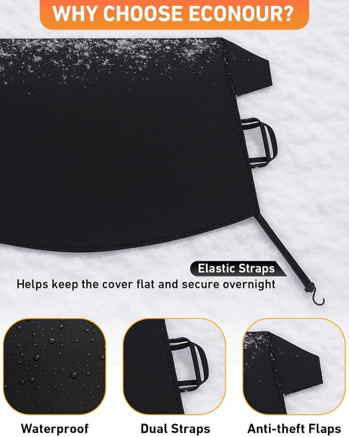 EcoNour Car Snow Cover Compatible for Mazda MX-5 | Windshield Cover for Ice and Snow with S-Hook Straps | Heavy-Duty 600D Oxford Winter Car Cover, Waterproof & Anti-Slip