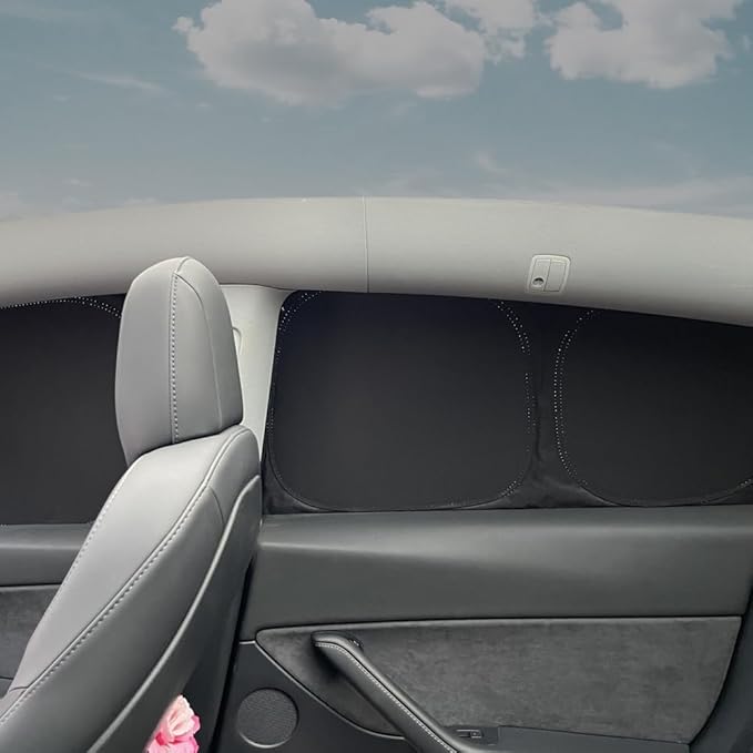 TESBEAUTY Upgraded Camping Privacy Curtain 8-Piece for Tesla Model Y Camping Shades Privacy Screens Tesla Model Y Sunshades UV Blocker Darker Thicker 5-Layer Material Tesla Accessories Foldable