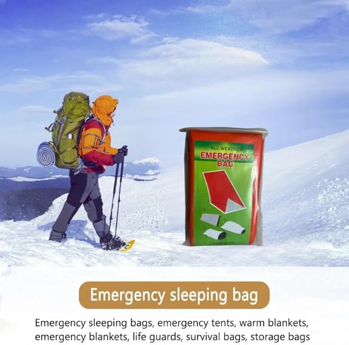2 Pack Emergency Sleeping Bag Survival Bag, Emergency Waterproof Lightweight Survival Gear, Portable Survival Thermal Bivy Sack for Outdoor Camping Hiking Adventure.