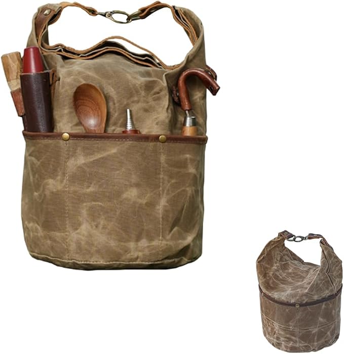 Camping Cookware Storage Bag, Canvas Camp Kitchen Organizer for Cooking Utensils, Pots, Pans & Mess Kit – Heavy-Duty Water-Resistant Outdoor Storage Case L