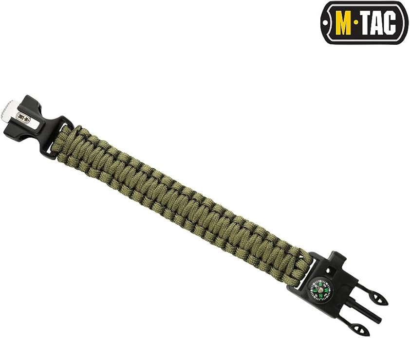 M-Tac Survival Paracord Bracelet - Cord 12 ft (144 Inch) - Tactical Emergency Cord Rope with Compass Whistle