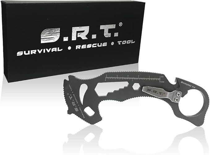 S.R.T. Survival Rescue Tool - 14 Function Premium Rescue Automobile Multitool for Everyday Carry Personal Protection Applications with Seat Belt Cutter and Window Breaker - TSA Compliant