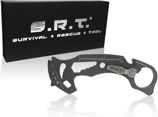 S.R.T. Survival Rescue Tool - 14 Function Premium Rescue Automobile Multitool for Everyday Carry Personal Protection Applications with Seat Belt Cutter and Window Breaker - TSA Compliant