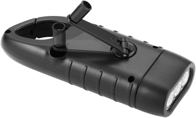 Simpeak 2-Pack Hand Crank Solar Powered LED Flashlight, Emergency Survival Flashlight with Dynamo Torch for Outdoor Sports, Black