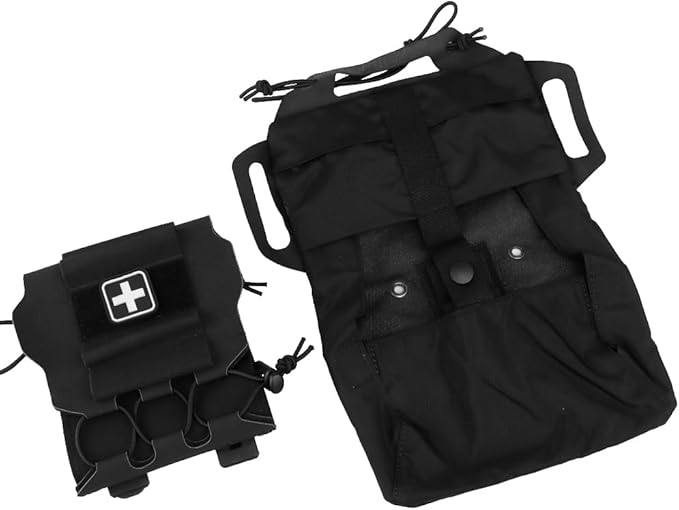 Tactical Military Pouch MOLLE Rapid First-aid Belt Pouch Survival Two-Piece System Med Roll Carrier Hypalon Handle Bag