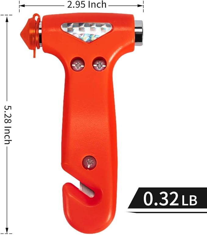MOTORBUDDY 4-Pack Car Safety Hammer, Auto Emergency Escape Hammer with Window Breaker and Seat Belt Cutter, Striking Red Emergency Escape Tool for Car Accidents