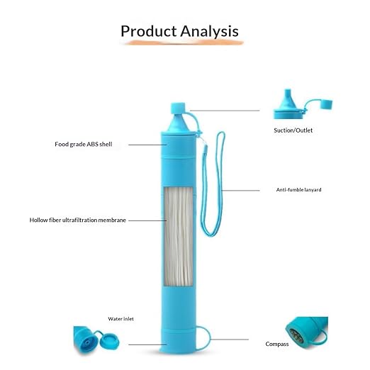 Portable Personal Water Filter Straw, Hollow Fiber Ultrafiltration, Lightweight, 4000L Lifespan, for Camping, Hiking, Emergency