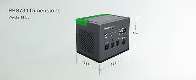 Schneider OffGrid 738Wh Portable Power Station, PPS730 Portable Solar Generator with Wireless Charging Pad, for Camping or Home