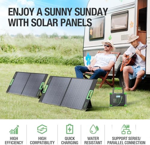 100W Portable Solar Panel, 23.5% High Efficiency ETFE Foldable Solar Charger for Power Station Generator, IP65 Waterproof with Kickstands, 18V Output for RV Camping Van Off-Grid Outdoor