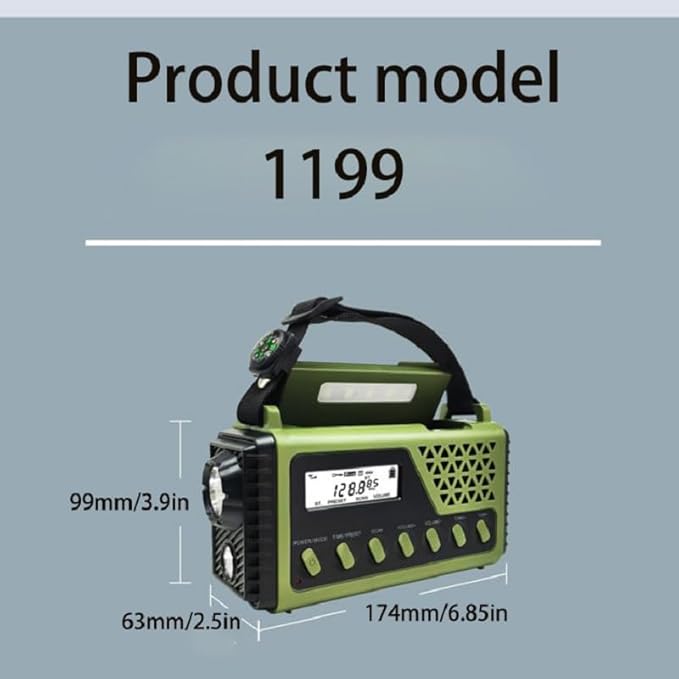 Emergency Radio with Bluetooth 5.0, Solar Hand Crank Portable Weather Radio for Power Outage, AM/FM/Shortwave Battery Operated Radio with Type-C Charger, Flashlight, Reading Lamp, SOS Alarm，8000mAh