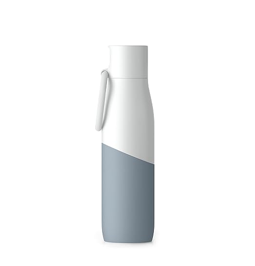 LARQ Bottle Movement Filtered - Lightweight Non-Insulated Stainless Steel Water Bottle BPA Free with Nano Zero Technology and Long-Lasting Filters, White/Pebble, 32oz