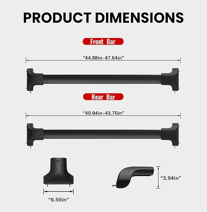 300lbs Roof Rack Cross Bars Fit for 2021-2026 Jeep Grand Cherokee L 3-Row & 2022-2026 Grand Cherokee WL 2-Row, Heavy Duty Lockable Roof Rails Croosbars for Cargo Carrier Kayak Bike Snowboard