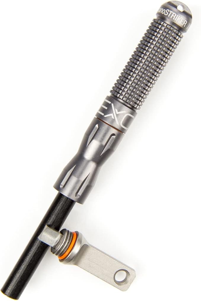 Exotac nanoSTRIKER XL Self Contained Ferrocerium Fire-Starter with Stainless Steel and Tungsten Carbide Striker, Waterproof 1/4 in. Ferro Rod Produces Up To 3,000 Fire-Starting Strikes