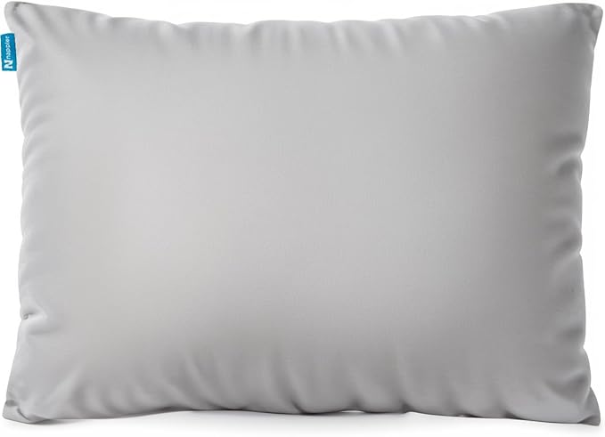 Nappler Gray Small Shredded Memory Foam Pillow for Travel and Camping - Compressible Medium Firm Bed Pillow, Breathable Cover, Machine Washable, Backpacking, Airplane and Car