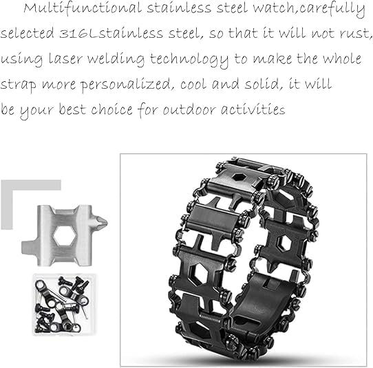 Stainless Multitools Bracelet for Men, Transform into Watch Band, 29 in 1 Survival Hiking Camping Travel Friendly Multitools Wearable Bracelet with 22mm Connectors