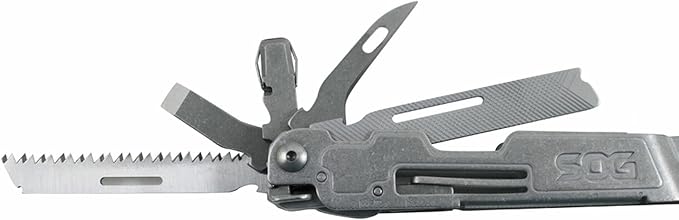 SOG PowerAccess Deluxe All-Around Heavy Duty Stainless Steel Multi-Tool w/Nylon Sheath, Two Knife Blades, Can & Bottle Opener, Stone Wash