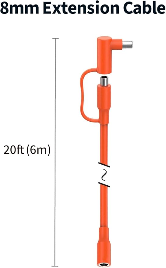 Tonton 8mm Extension Cable 14AWG for Solar Generators 20FT 6M, DC7909 Solar Panel Cable Cord Female to Male with DC8020 Power Male Adapter Right Angle for GZ Yeti, Aker, Jackery Portable Power Station