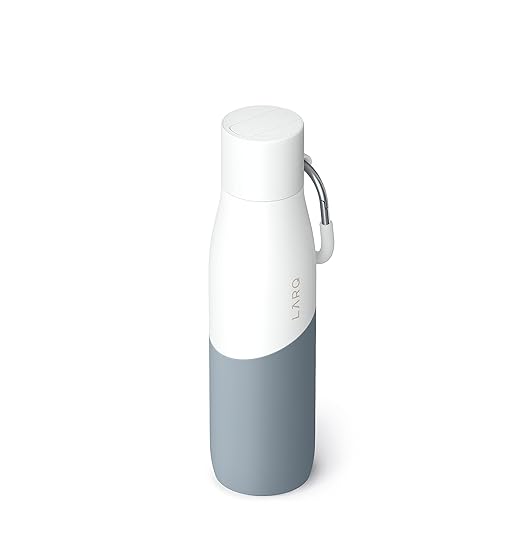 LARQ Bottle Movement Filtered - Lightweight Non-Insulated Stainless Steel Water Bottle BPA Free with Nano Zero Technology and Long-Lasting Filters, White/Pebble, 32oz