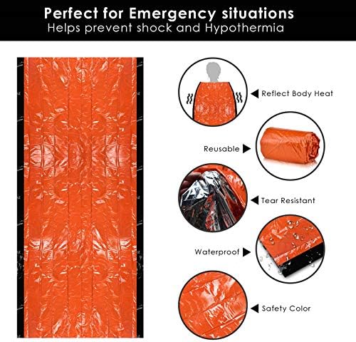 Bivvy Emergency Sleeping Bag - Lightweight & Compact - Waterproof, Thermal, Emergency Blanket - Mylar Sleeping Bag in Portable Drawstring Sack - Orange