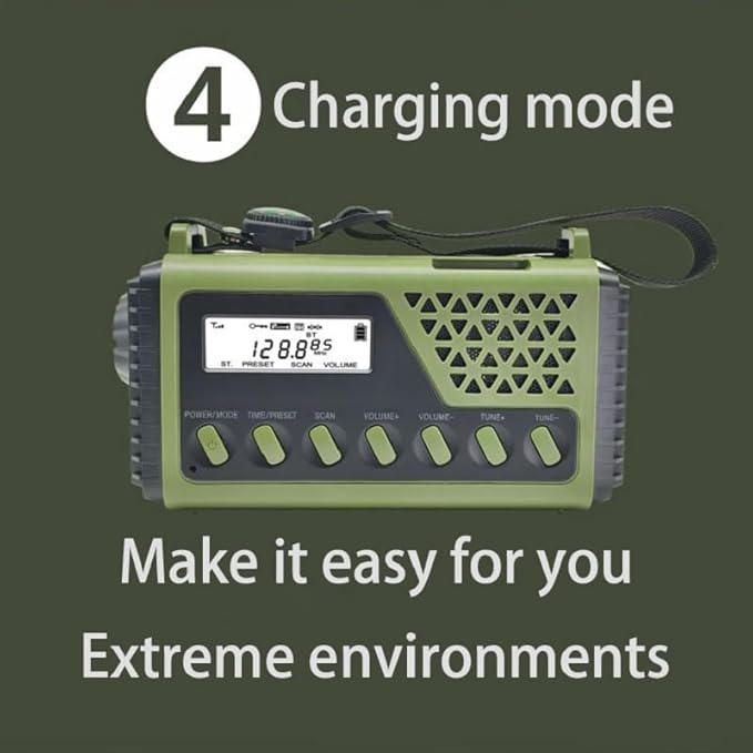 Emergency Radio with Bluetooth 5.0, Solar Hand Crank Portable Weather Radio for Power Outage, AM/FM/Shortwave Battery Operated Radio with Type-C Charger, Flashlight, Reading Lamp, SOS Alarm，8000mAh