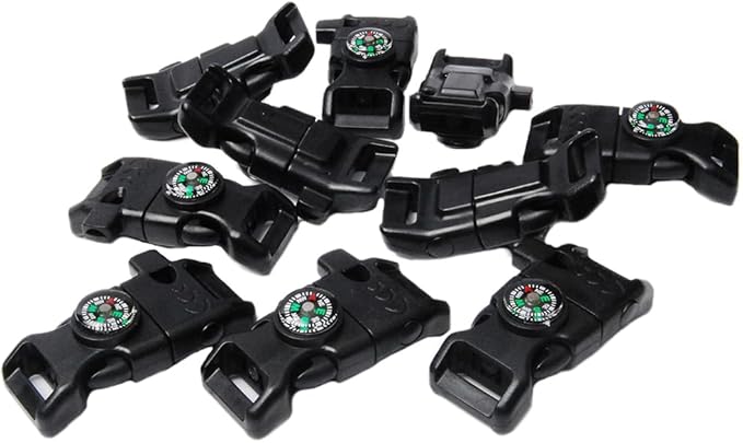 Paracord Buckle with Whistle Compass, Side Release Plastic Buckles for Paracord Bracelet
