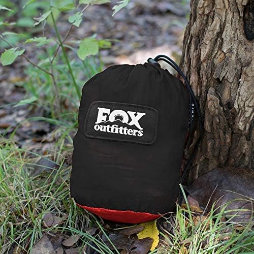 Fox Outfitters Neolite Double Camping Hammock - Lightweight Portable Nylon Parachute Hammock for Backpacking, Travel, Beach, Yard. Hammock Straps & Steel Carabiners Included (Red/Black)