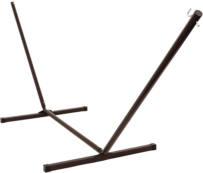 Lazy Daze Hammocks Portable 2 Person Heavy Duty Steel 12 FT Hammock Stand with Hooks and Chains for Outside, Patio, Backyard, 450 Pounds Capacity, Coffee Frosted