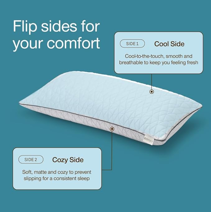 Coop Home Goods Cool Side Pillowcase, King Size Cooling Pillow Case for Hot Sleepers, Two-Sided Pillow Covers, Cozy Side & Cool Side, Ultra Soft Lulltra Cool Technology