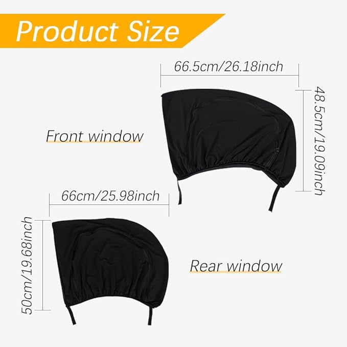 Car Window Shades with Zipper, Car Sun Shade, Universal Zipper Front and Rear Window Covers, Auto Accessories Breathable Mesh Side Window Sunshades Cover Fit for SUVs, Cars, Trucks (Front)