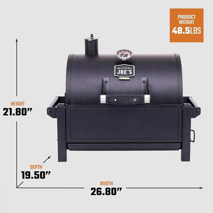 Oklahoma Joe's Rambler Portable Charcoal Grill with 218 sq. in. Cooking Area, Portable Grill, Black
