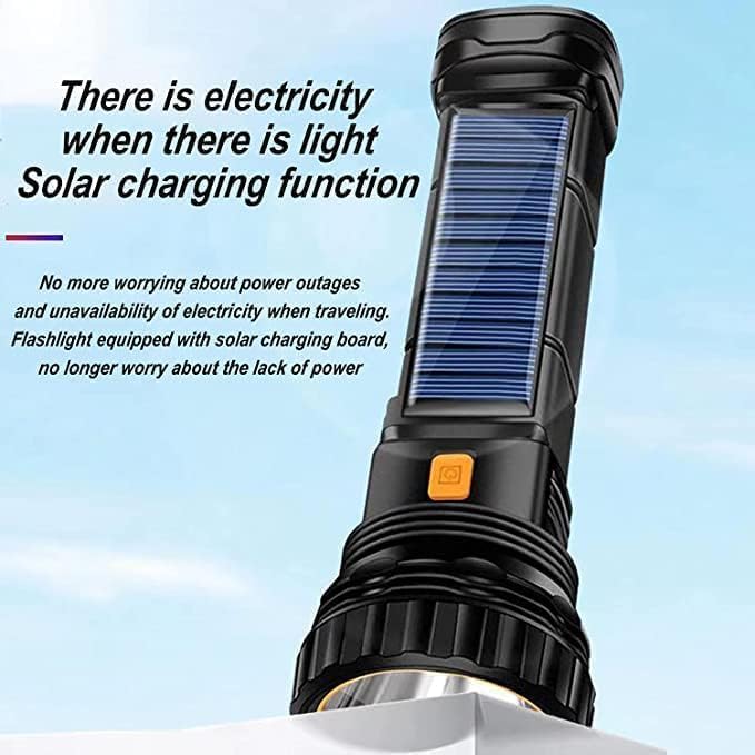 E-SHIDAI 4pcs Solar/Rechargeable Multi Function 1000 Lumens LED Flashlight, with Emergency Strobe Light and 1200 Mah Battery, Emergency Power Supply and USB Charging Cable, Fast Charging (4PC)