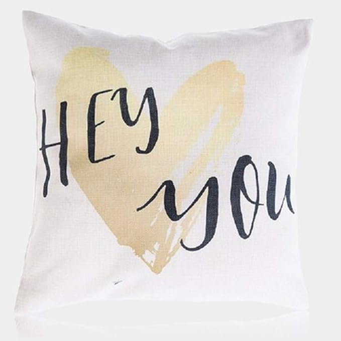 Throw Pillows Covers Hey You,Heart Linen Cotton Decoratives,Pillowcase 18x18 for Home Bed Couch Square Cushion Covers Color:Hey You