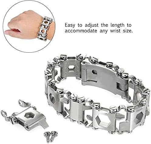 Multitool Bracelet 29 in 1, 22cm Stainless Steel, Outdoor Travel Men Watch Strap, Trend Bracelet with A Pry Tool