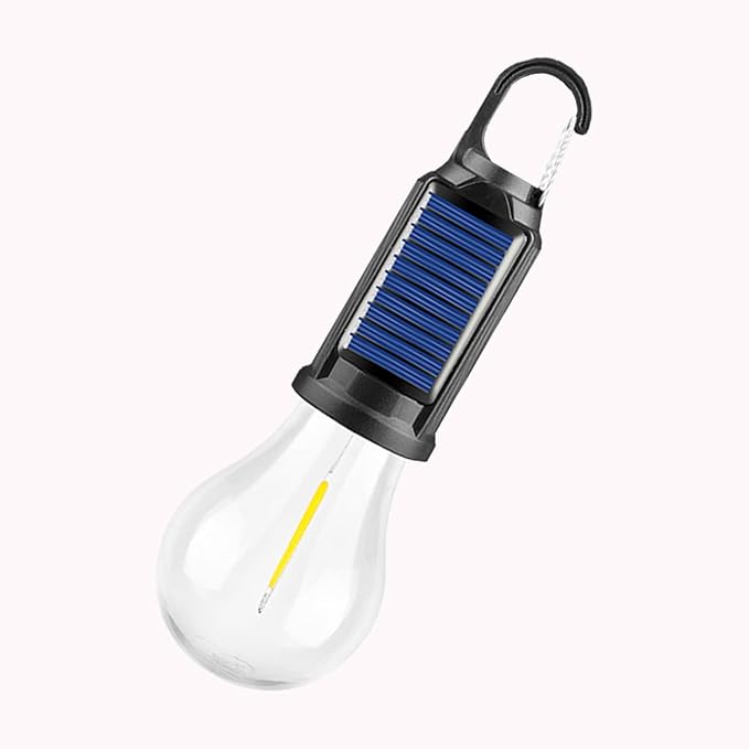 MODOAO Solar LED Camping Light, Rechargeable Outdoor Tent Lantern, Emergency Bulb Light with Clip Hook, Suitable for Camping, Hiking, and Barbecues