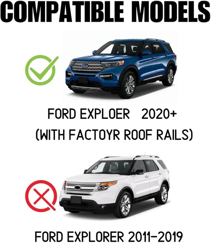 Black Roof Rack Cross Bars fit for Ford Explorer 2020-2024 2025 XLT,Limited,ST Accessories Cargo Carrier Bag Luggage Kayak Canoe Bike Snowboard Skiboard