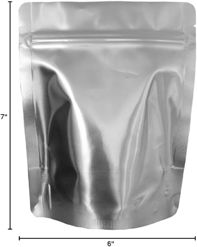 PackFreshUSA: 7 Mil - Pint Seal-Top Stand Up Mylar Bags - 100cc Oxygen Absorbers - Heat Seal - Long-Term Food Storage - 100 Pack