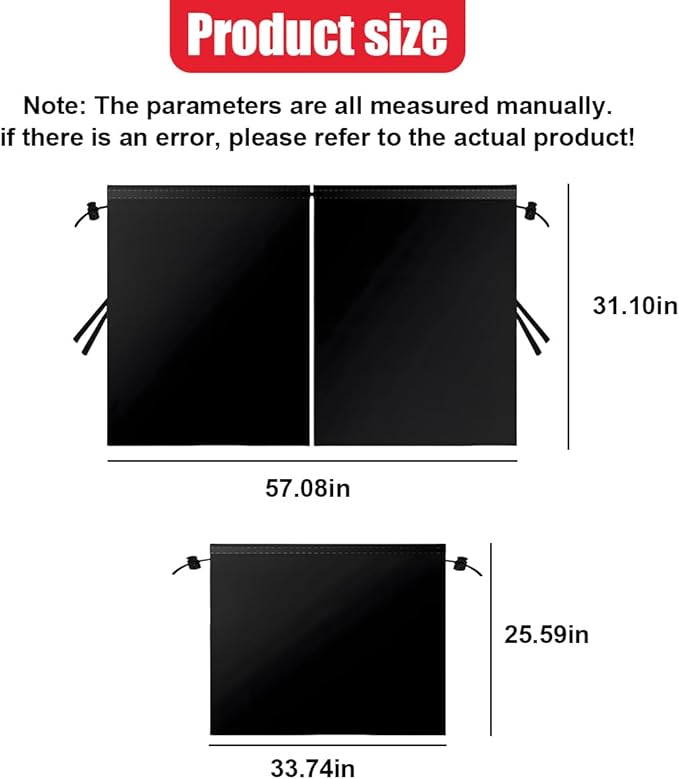 Car Privacy Curtains, Blackout Rear Seat Divider & 2 Car Side Window Covers for SUV Van Sedan, UV Protection, Light Blocking Sun Shades for Travel, Camping, Baby Sleeping, Easy Install(3PCS)