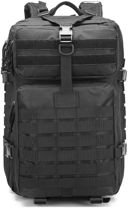 Tactical Backpack for Men, 45L Military Gym Backpacks, Large 3-Day Assault Pack Bug Out Bag MOLLE Daypack for Rucking Fishing Camping (Grey Camo)