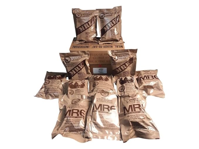 U.S. Meals Ready to Eat (Variety Pack of 12) – (A or B Case Selected at Random) Nutritional Emergency Food Rations - Freeze Dried Food w/ Flameless Heater, Entree, Dessert, & More - MRE Kit for Emergency Survival, Hunting, & More
